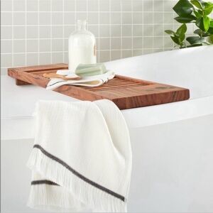 Hearth & Hand Slatted Wood Bathtub Tray . 30” L x 2” H x 7.7” W .